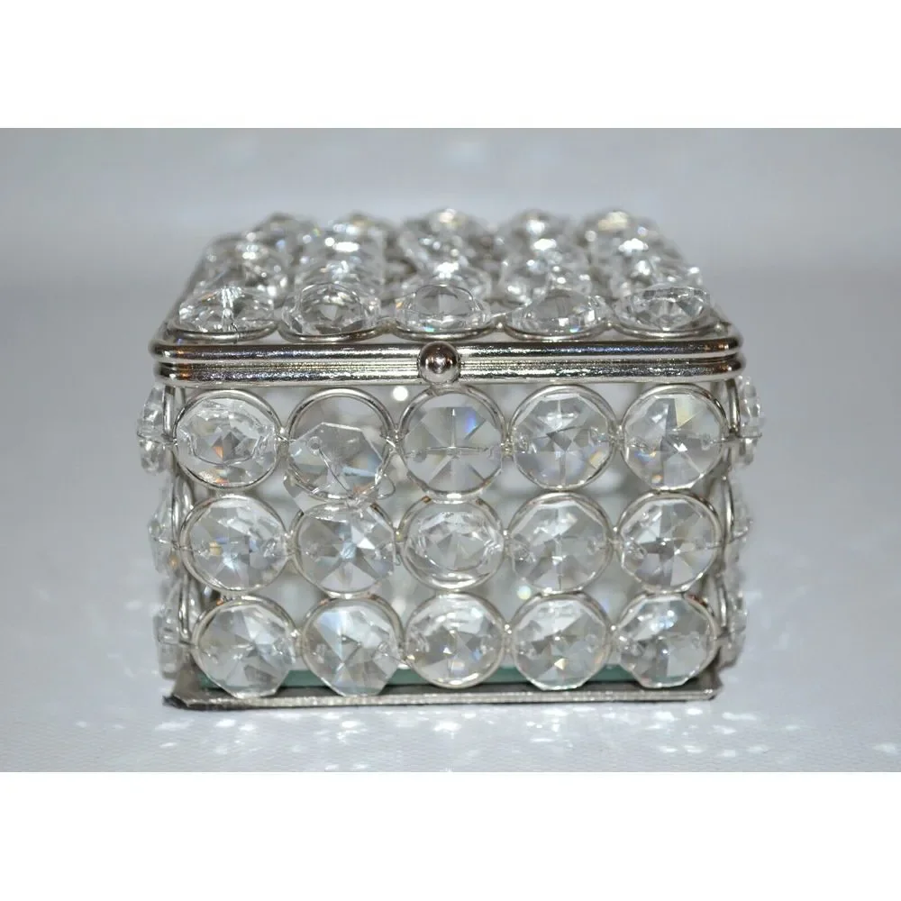 Clear Prism Rhinestone‎ Jewelry Box with Mirror Bottom 3.5